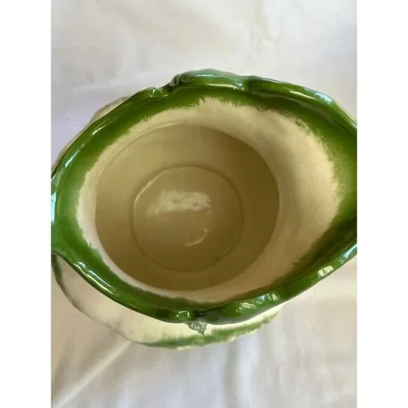 Vintage Iron Stone Wash Bowl/Basin and Vase/Pitcher Set White/Green